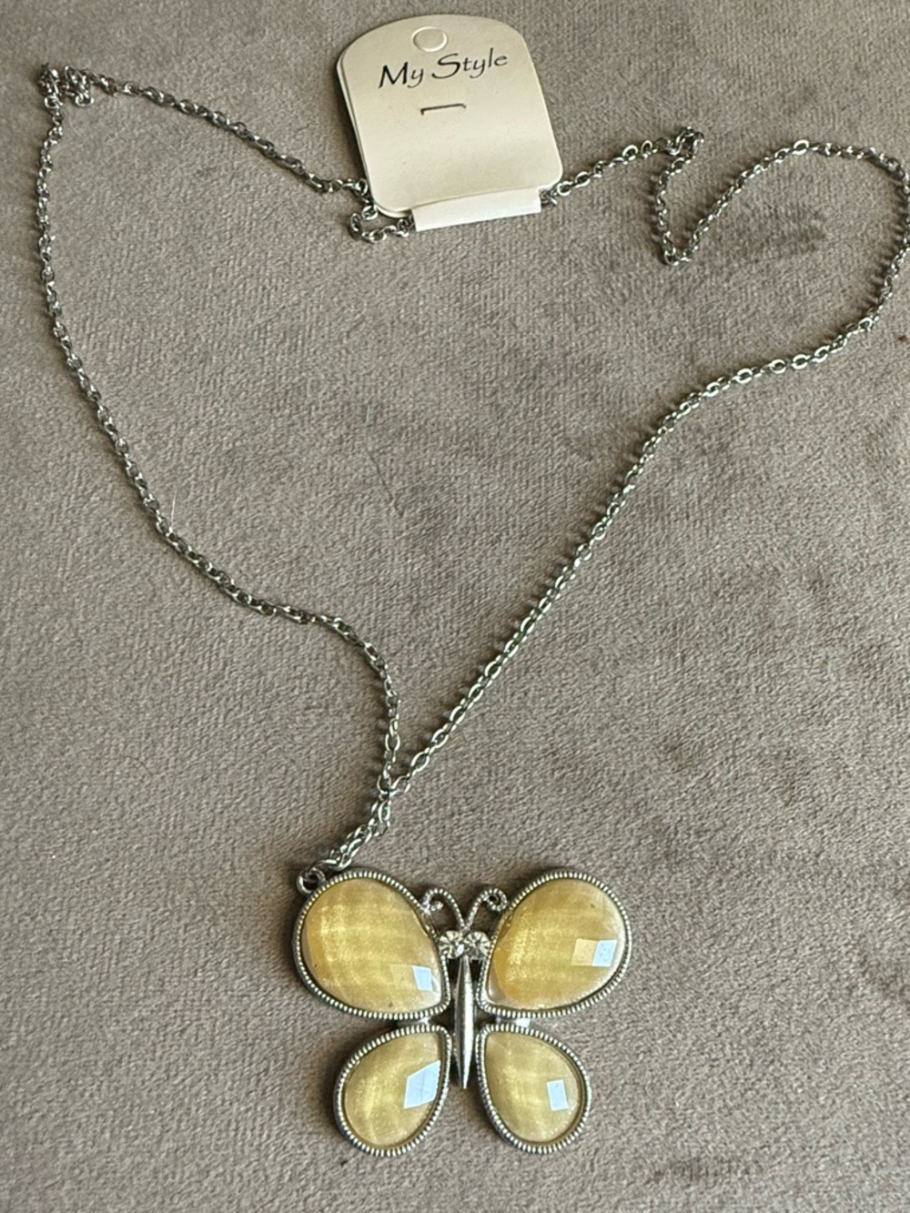 Yellow Butterfly Pendant Necklace